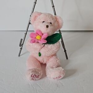 Ty Beanie Baby Bear "Love You Mom" Pink with Flower  Pre-owned